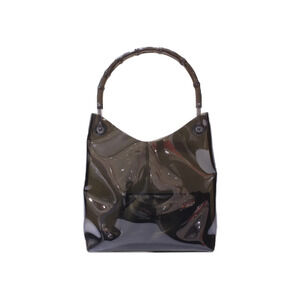 GUCCI Bamboo 2way Shoulder Bag Vinyl Clear Black Clutch